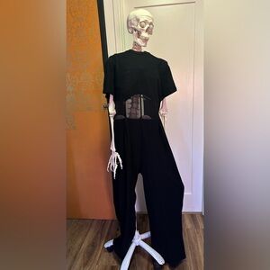 Cider Mesh Stand Collar Short sleeve Jumpsuit